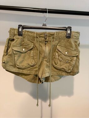 Free People Olive Green Waimea Slouchy Shorts